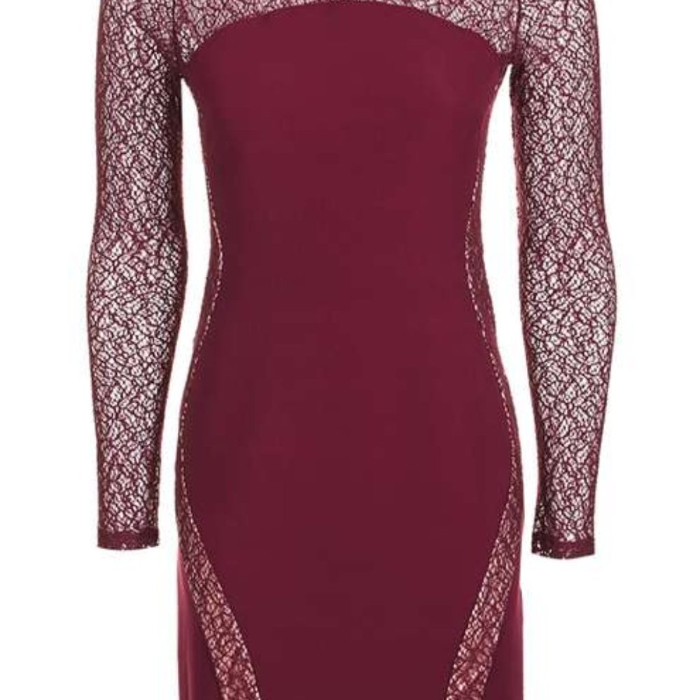 Long Sleeve Contour Lace Bodycon Dress by TopShop